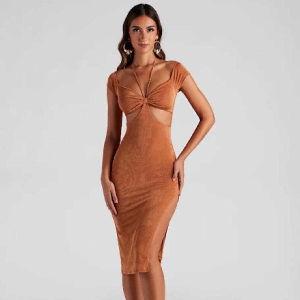 Rust Slinky Midi dress